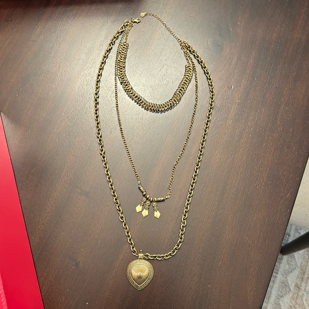 Brass 3 layer Free People Necklace